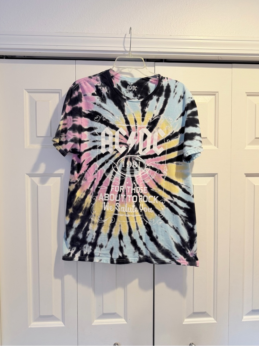 AC/DC "For Those About To Rock" 1981 Tie-Dye Graphic T-Shirt #0193